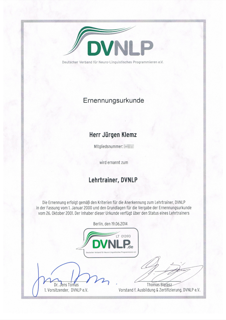 Lehrtrainer, DVNLP